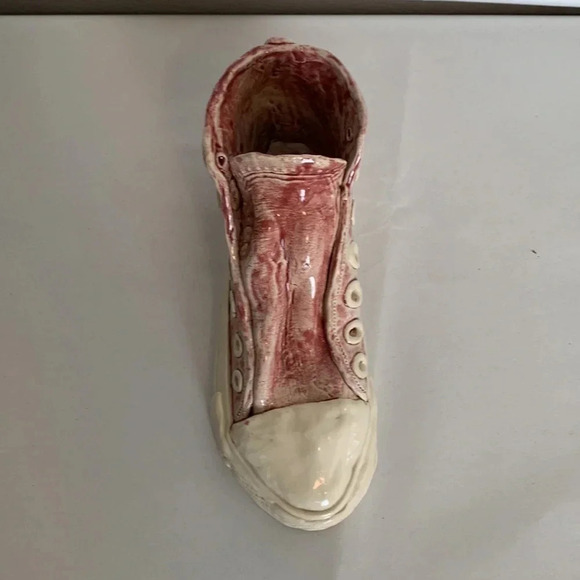 Fayezart Signed Northwest Studio Art Pottery Sneaker Converse Shoe Red - Picture 10 of 16